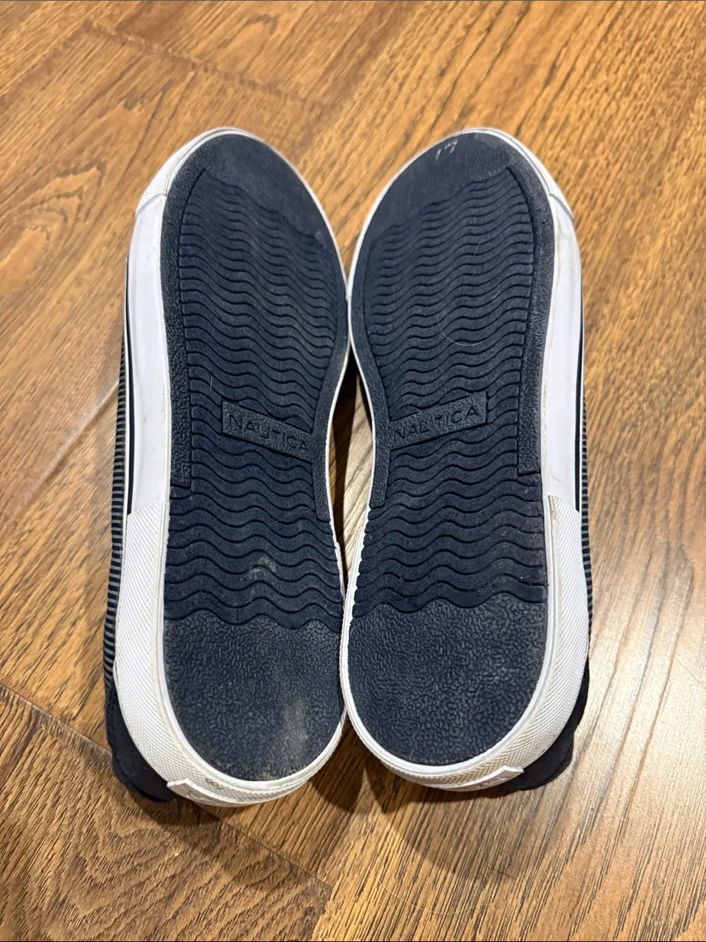 Nautica Men’s Navy Slip-On Canvas Boat Sneakers with White Sole
